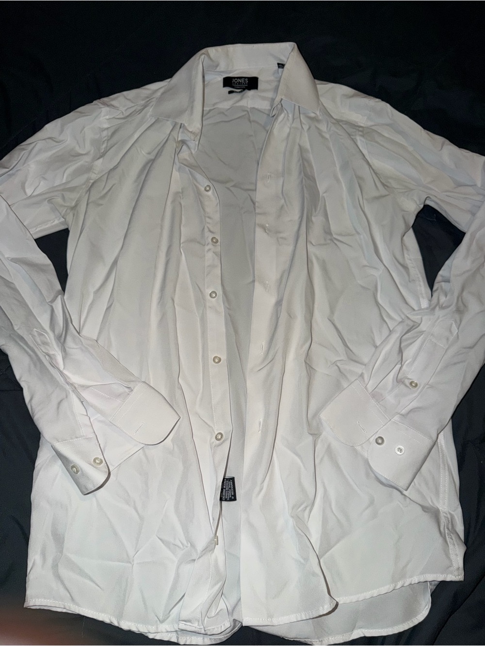 Jones New York White Long-Sleeve Button Dress Shirt